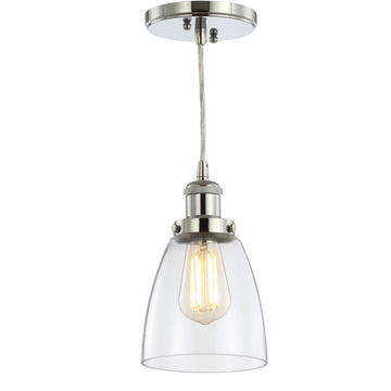 Cleo 5.5" Adjustable Metal/Glass LED Pendant - JONATHAN Y
